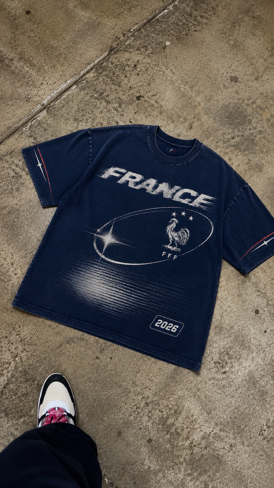 France 2026 Oversized Graphic Tee – Vintage Y2K Football Shirt Archived Memories