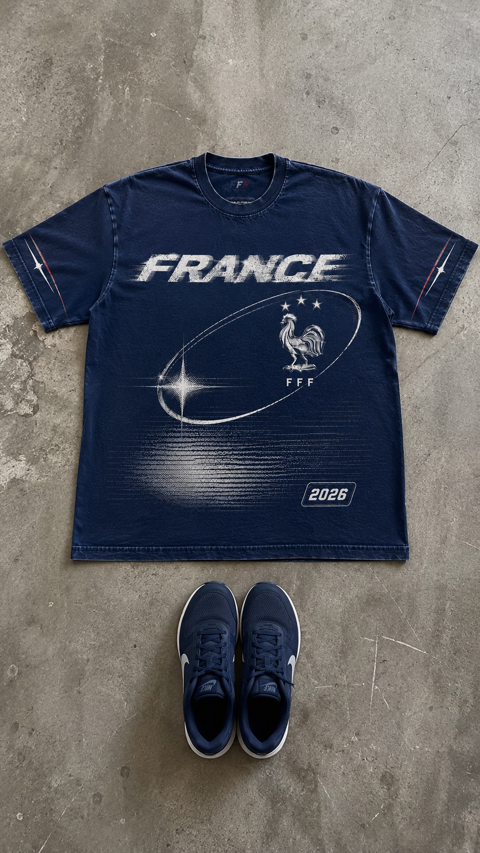 France 2026 Oversized Graphic Tee – Vintage Y2K Football Shirt Archived Memories