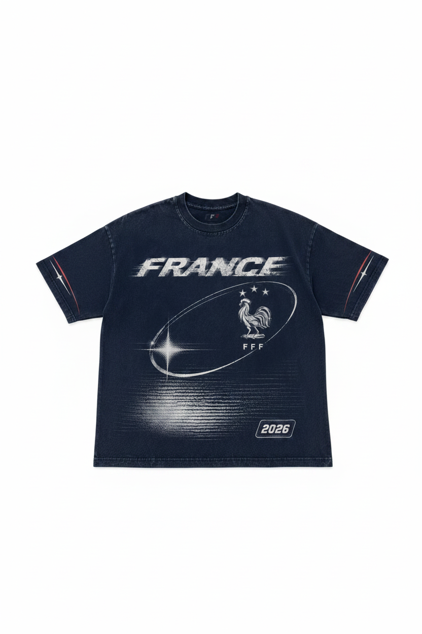 France 2026 Oversized Graphic Tee – Vintage Y2K Football Shirt Archived Memories