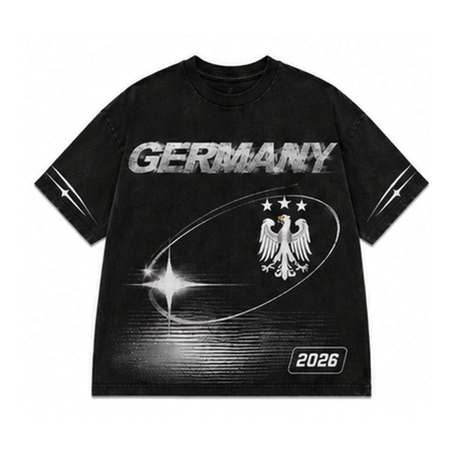 Germany 2026 oversized vintage Y2K football graphic T-shirt on white background